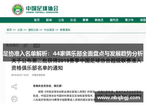 足协准入名单解析:44家俱乐部全面盘点与发展趋势分析 足协准入名单解析:44家俱乐部全面盘点与发展趋势分析